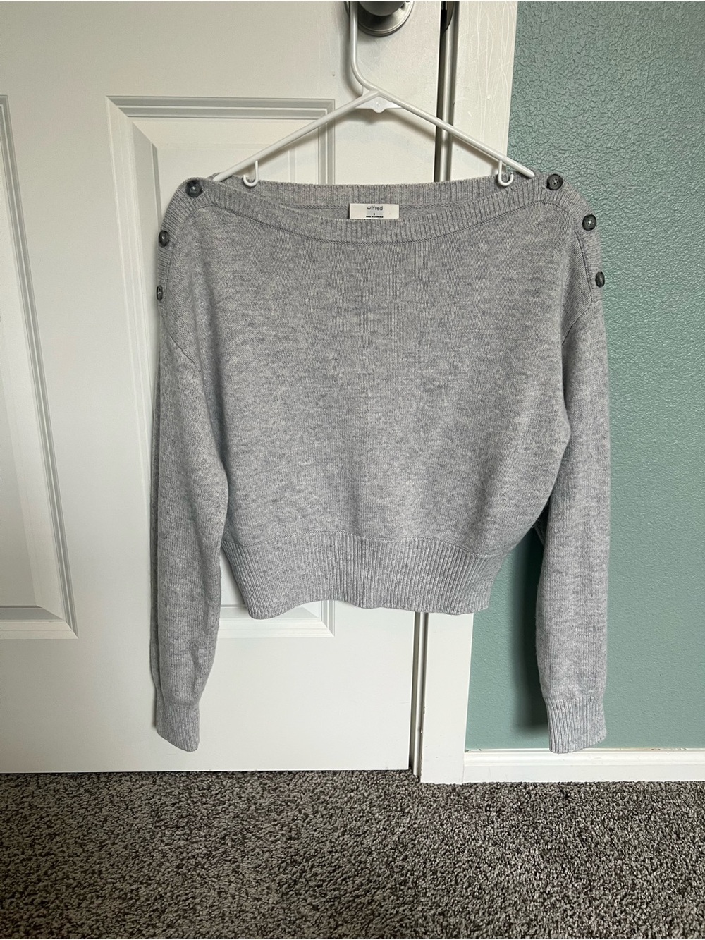 Aritzia Soft Gray Button-Shoulder Women's Sweater